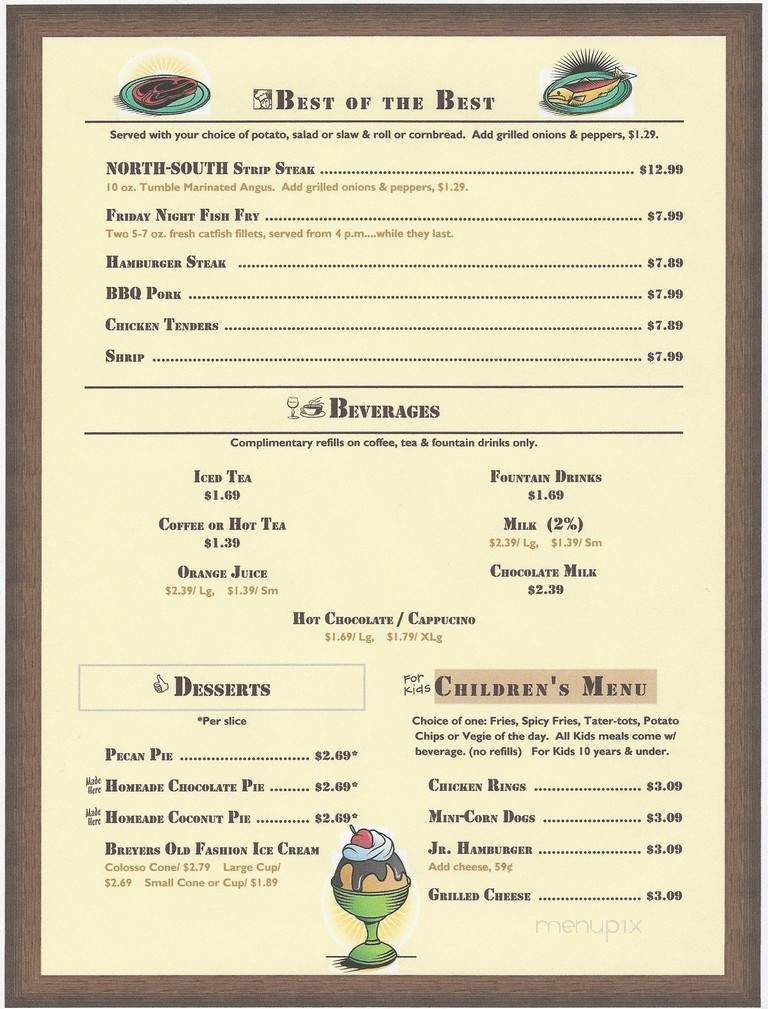 North South Truck Stop - Robards, KY menu_pic