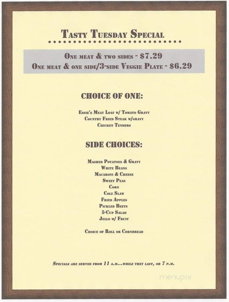 North South Truck Stop - Robards, KY menu_pic