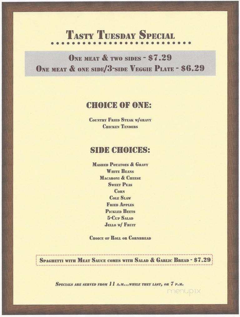 North South Truck Stop - Robards, KY menu_pic
