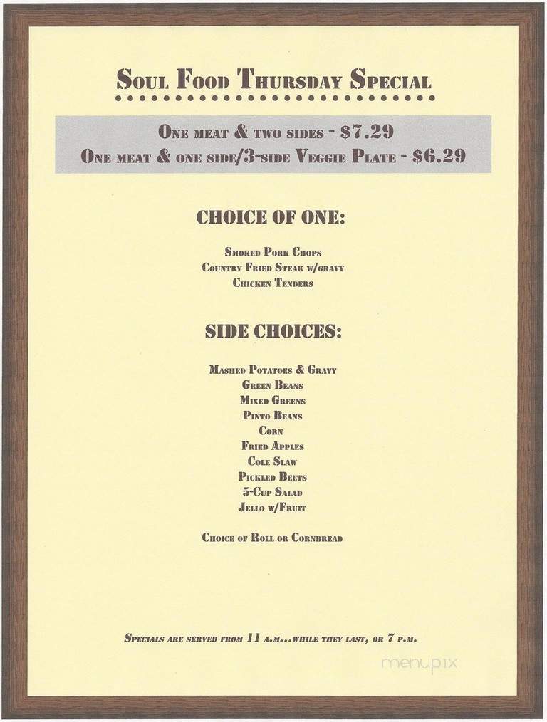 North South Truck Stop - Robards, KY menu_pic