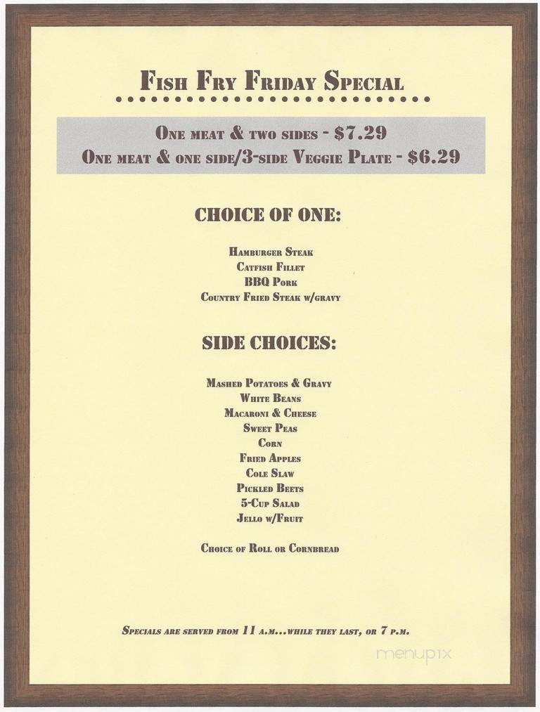 North South Truck Stop - Robards, KY menu_pic