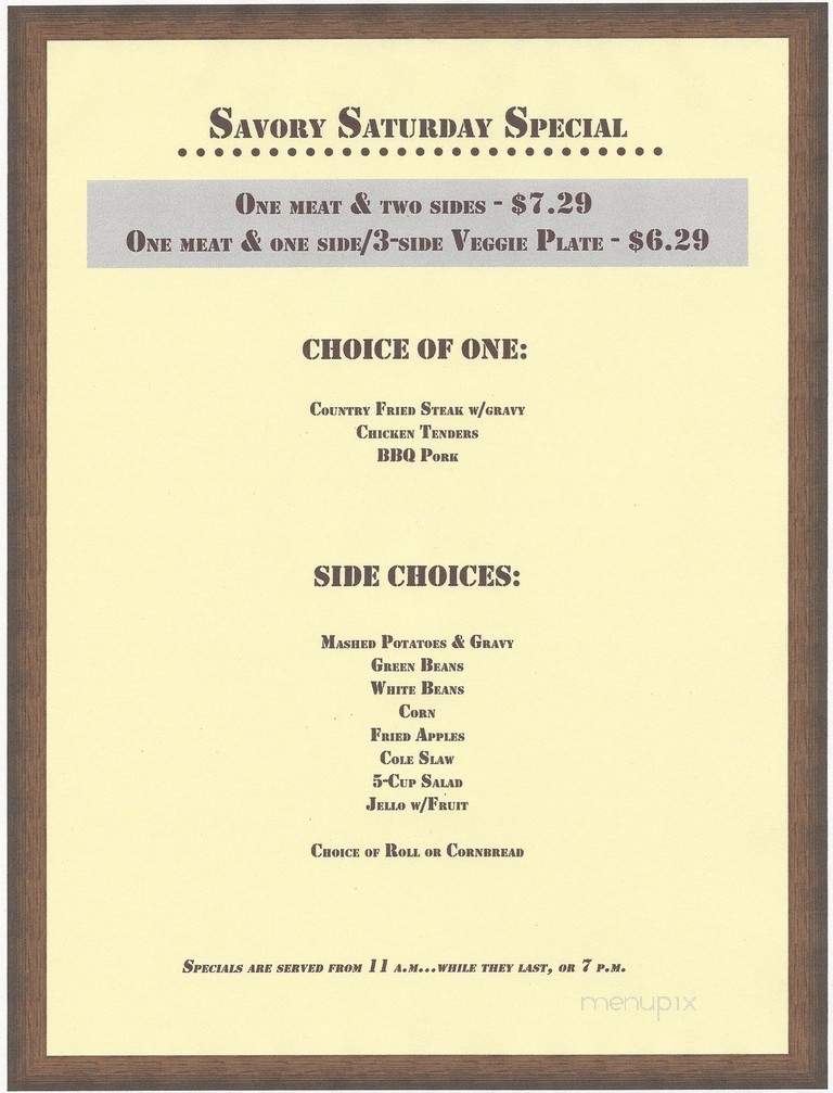 North South Truck Stop - Robards, KY menu_pic