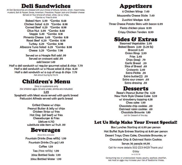Gibby's Deli - Frankfort, KY menu_pic