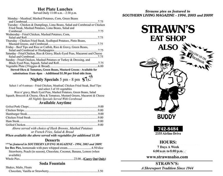 Strawns Eat Shop - Bossier City, LA menu_pic