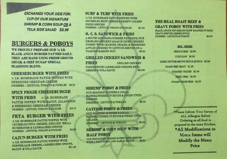 Taste Of Lousiana - Denham Springs, LA menu_pic