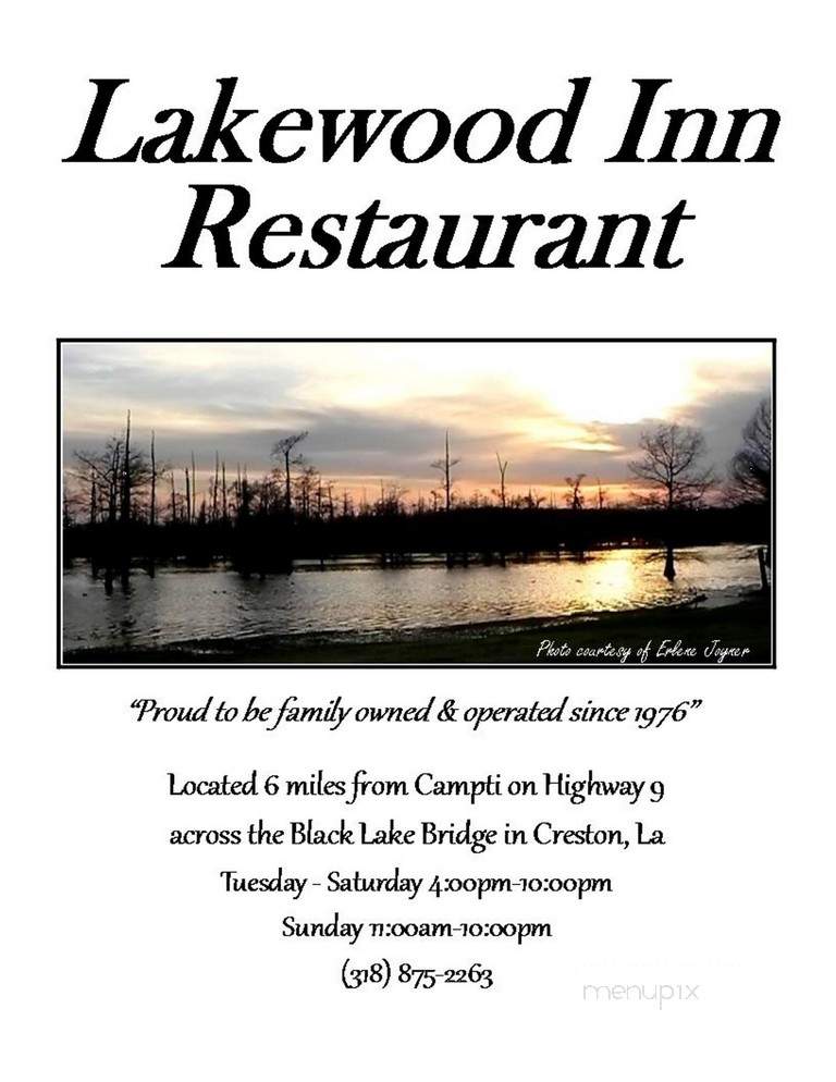 Lakewood Inn Restaurant - Creston, LA menu_pic