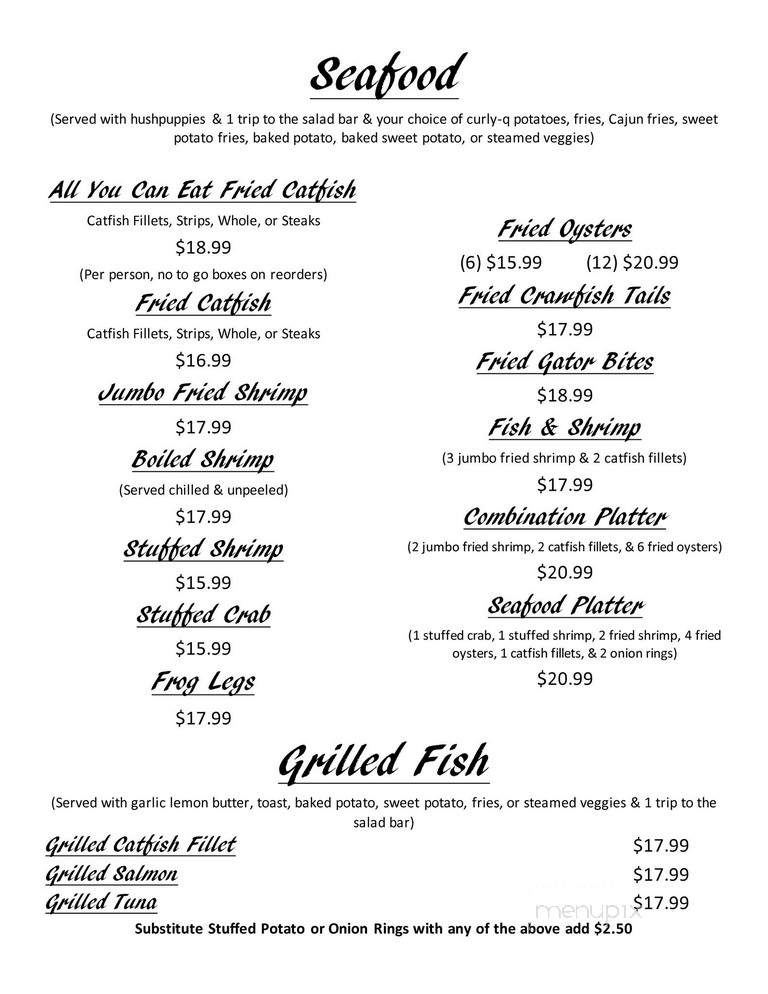 Lakewood Inn Restaurant - Creston, LA menu_pic
