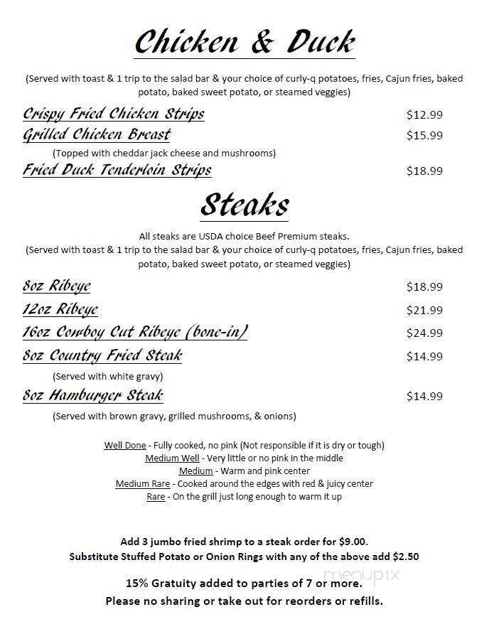 Lakewood Inn Restaurant - Creston, LA menu_pic