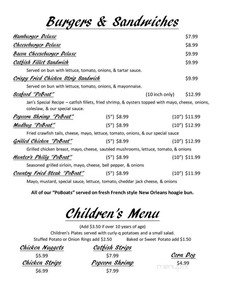 Lakewood Inn Restaurant - Creston, LA menu_pic