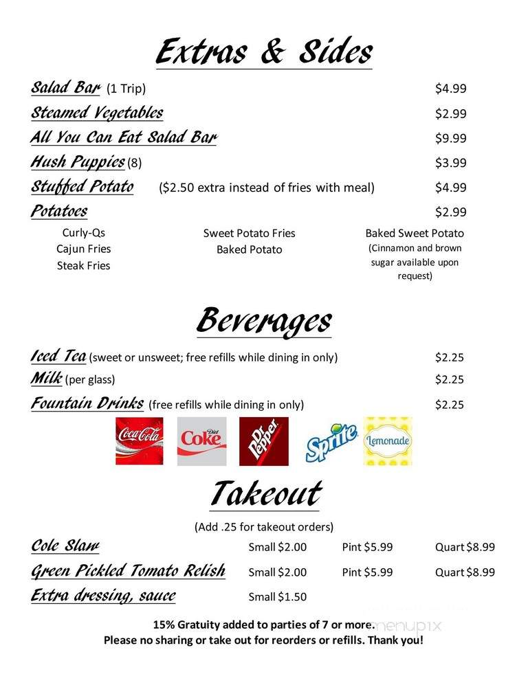 Lakewood Inn Restaurant - Creston, LA menu_pic