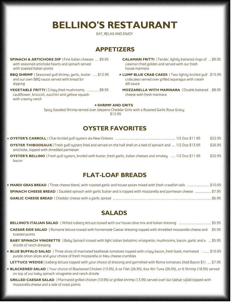 Bellino's - Alexandria, LA menu_pic