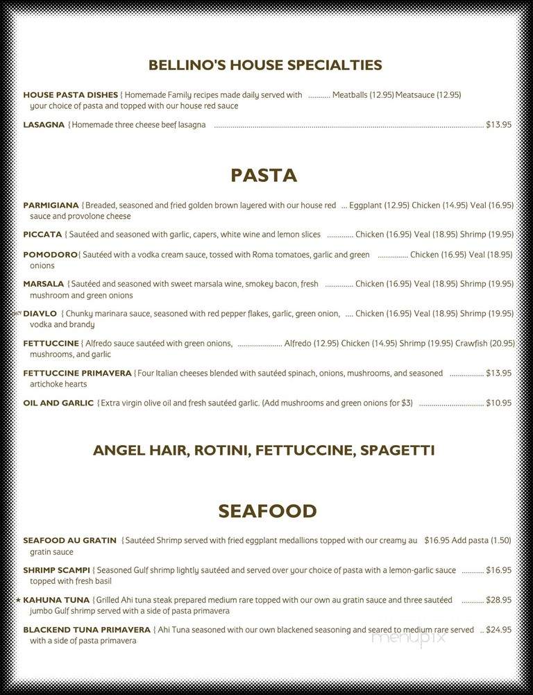 Bellino's - Alexandria, LA menu_pic