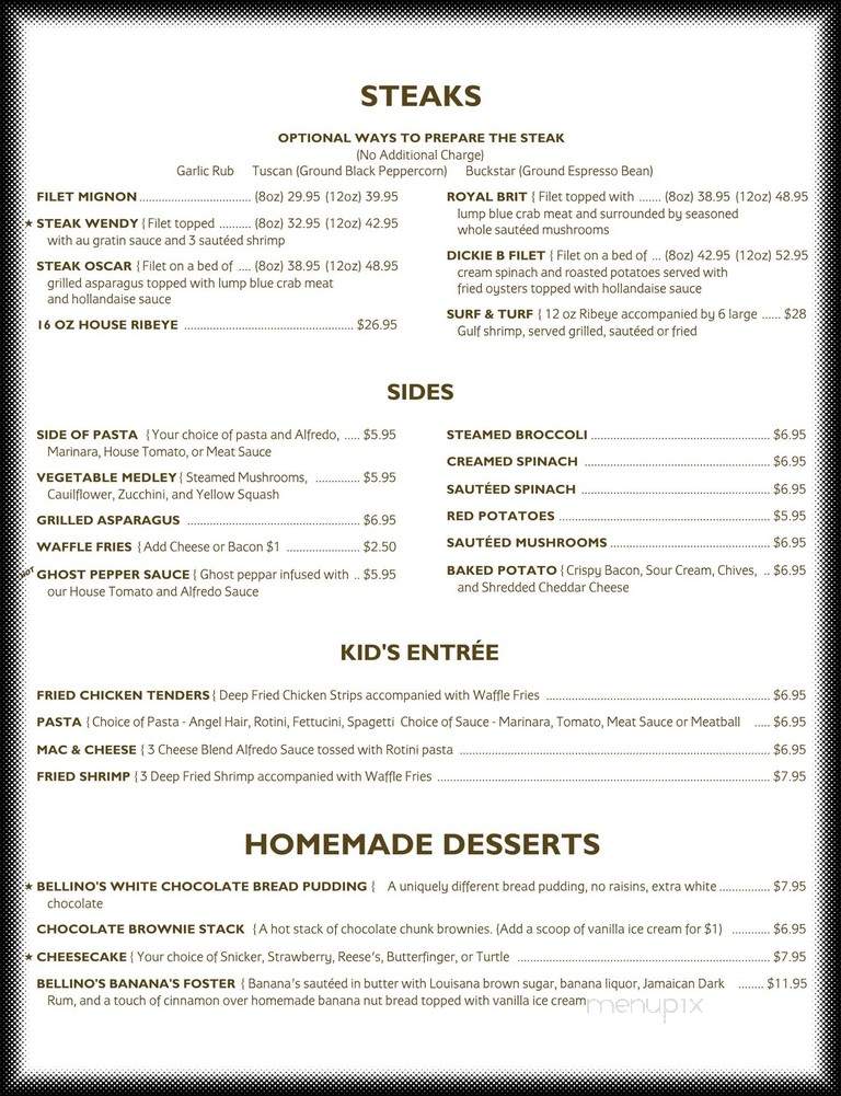 Bellino's - Alexandria, LA menu_pic