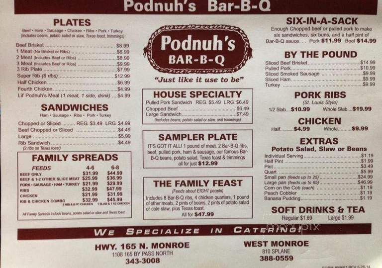 Podnuh's Bar-B-Q - West Monroe, LA