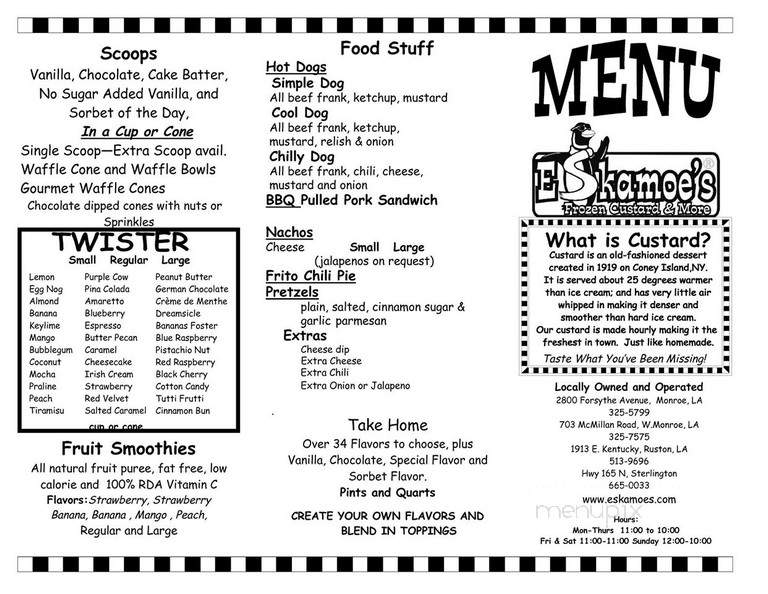 Eskamoe's Frozen Custard - West Monroe, LA menu_pic