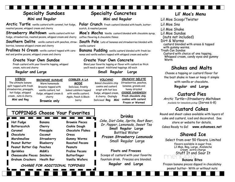 Eskamoe's Frozen Custard - West Monroe, LA menu_pic