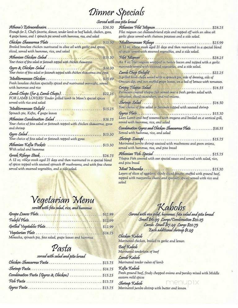 Athenia Greek & Labanese Rest - Monroe, LA menu_pic