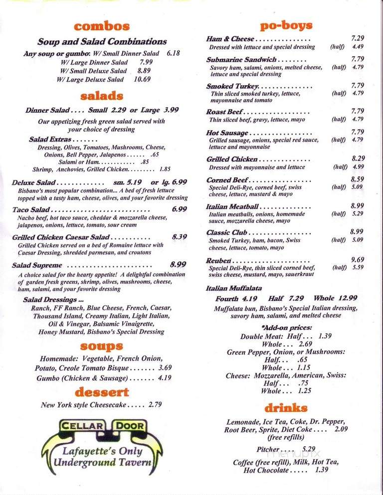 Bisbano's Pizza Parlor - Lafayette, LA menu_pic