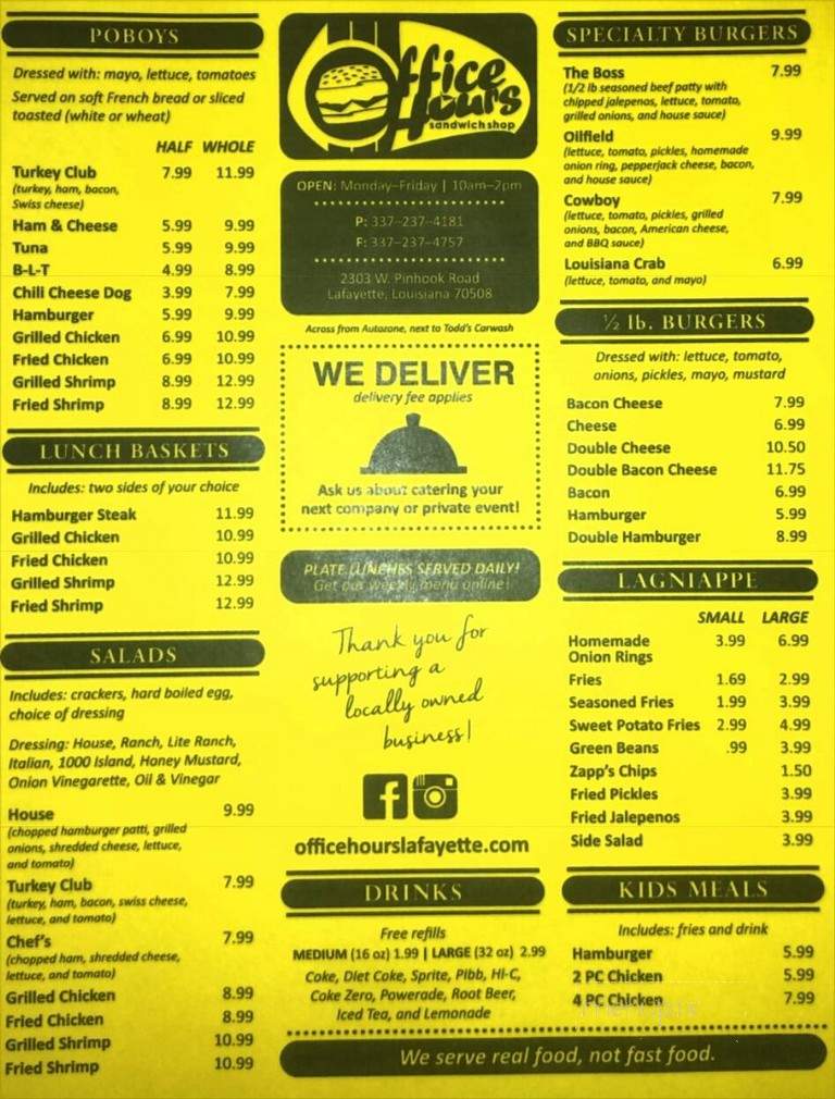 Office Hours - Lafayette, LA menu_pic
