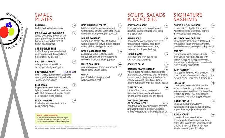 Rockn' Sake Bar & Sushi - New Orleans, LA menu_pic