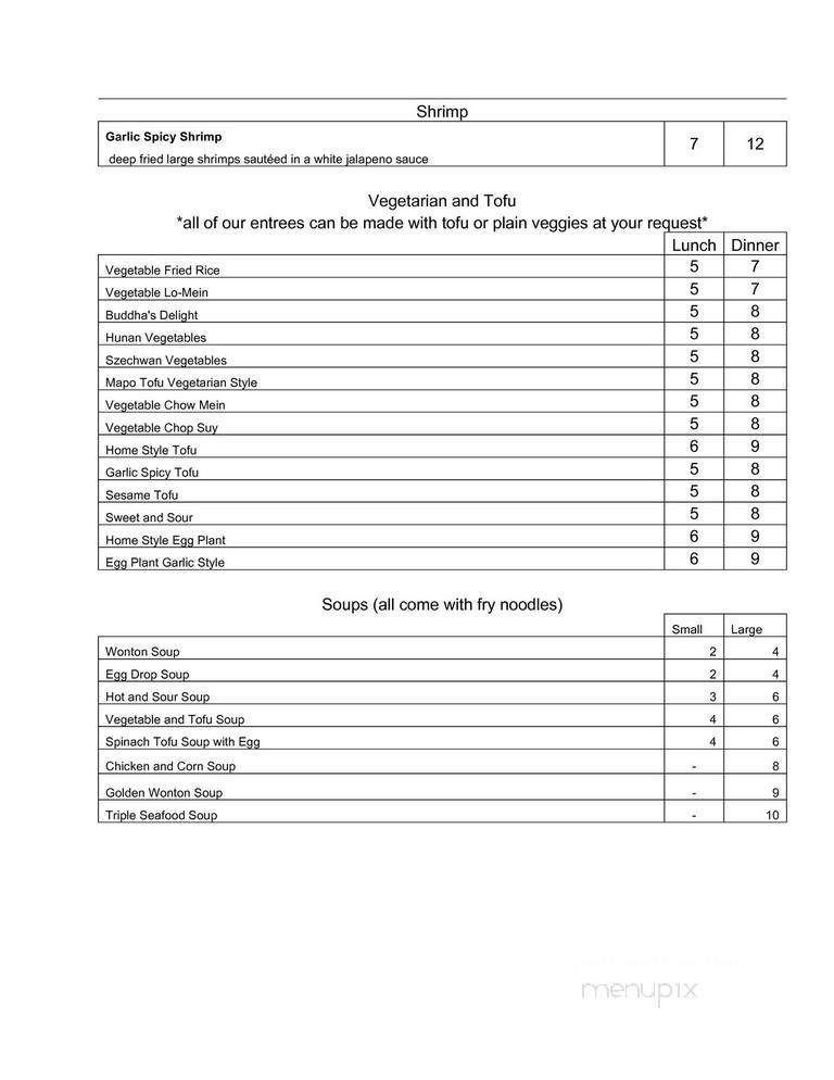 Golden Buddha Chinese Restaurant - Gonzales, LA menu_pic