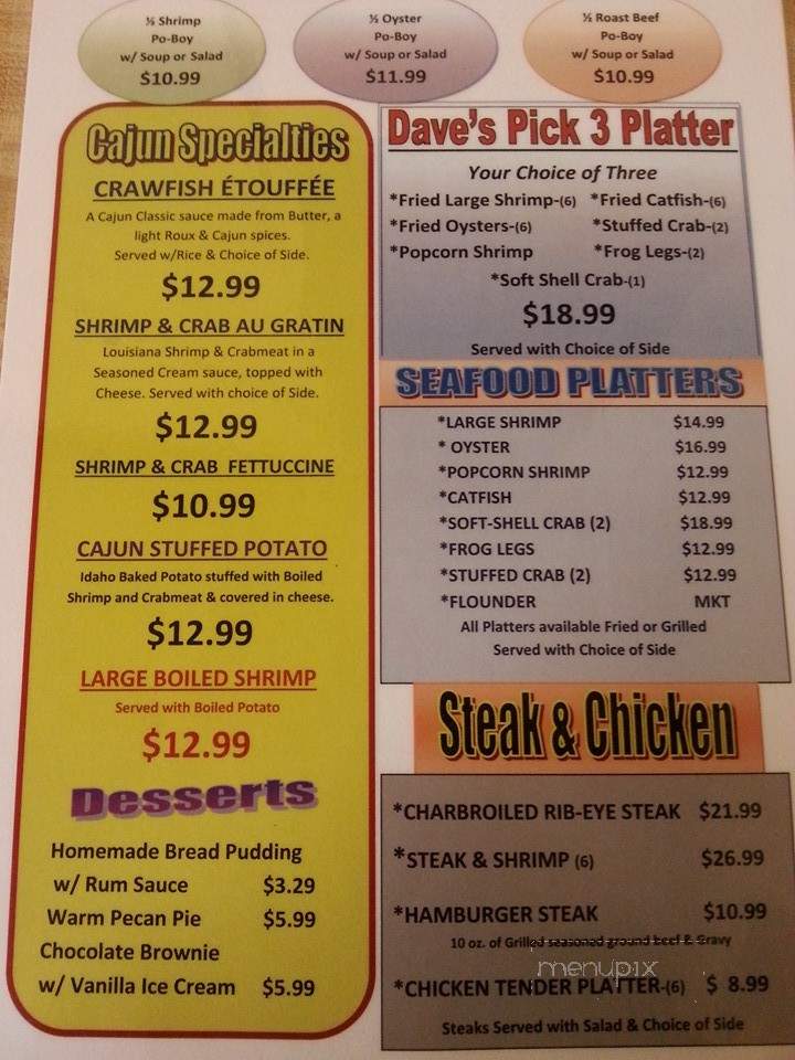 Dave's Cajun Kitchen - Houma, LA menu_pic