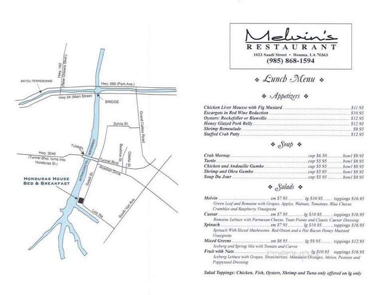 Melvin's Restaurant - Houma, LA menu_pic