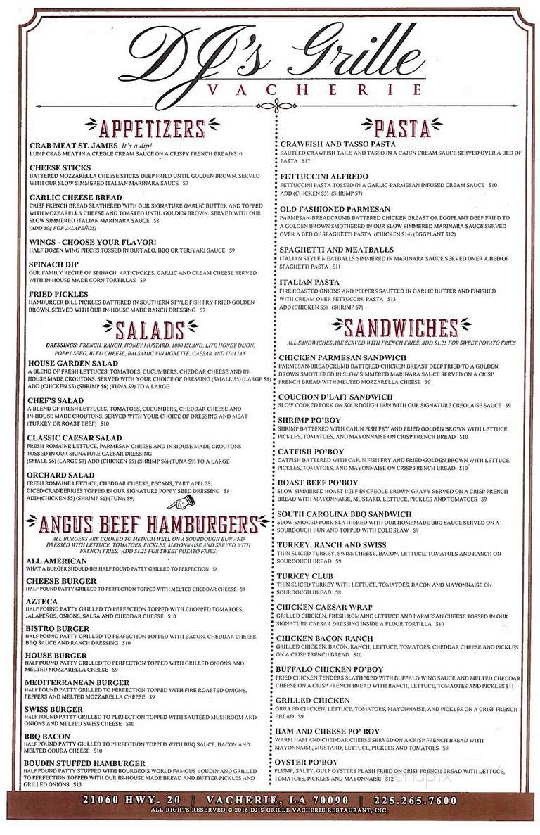 D J's Pizza - Vacherie, LA menu_pic
