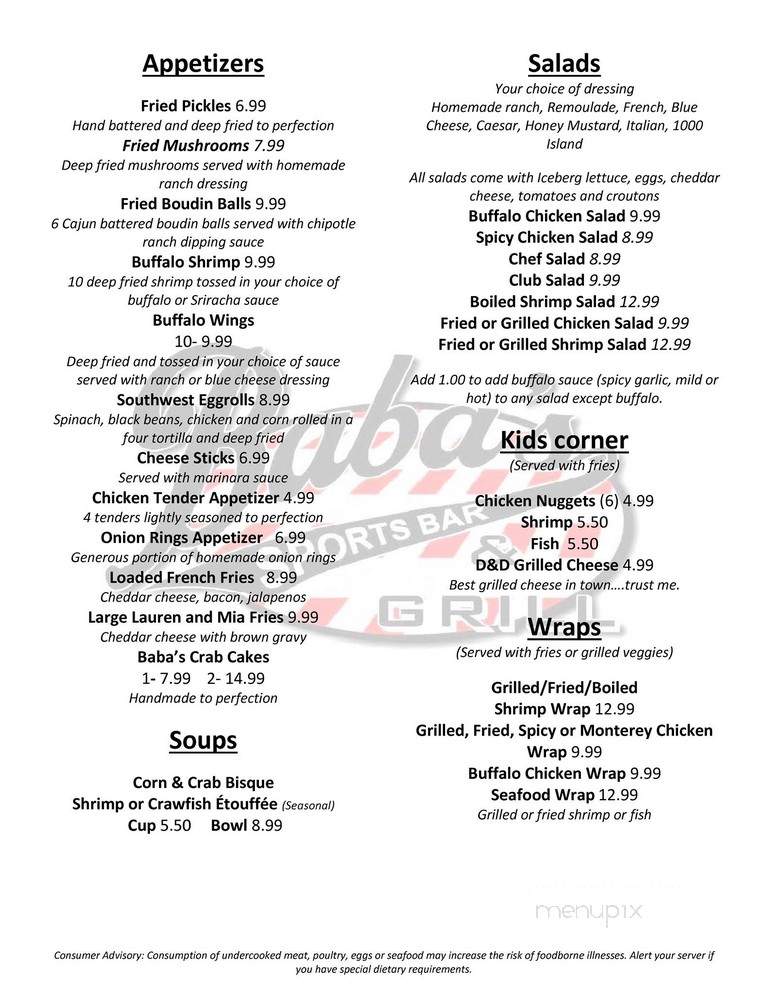 Main Street Grill - LaPlace, LA menu_pic