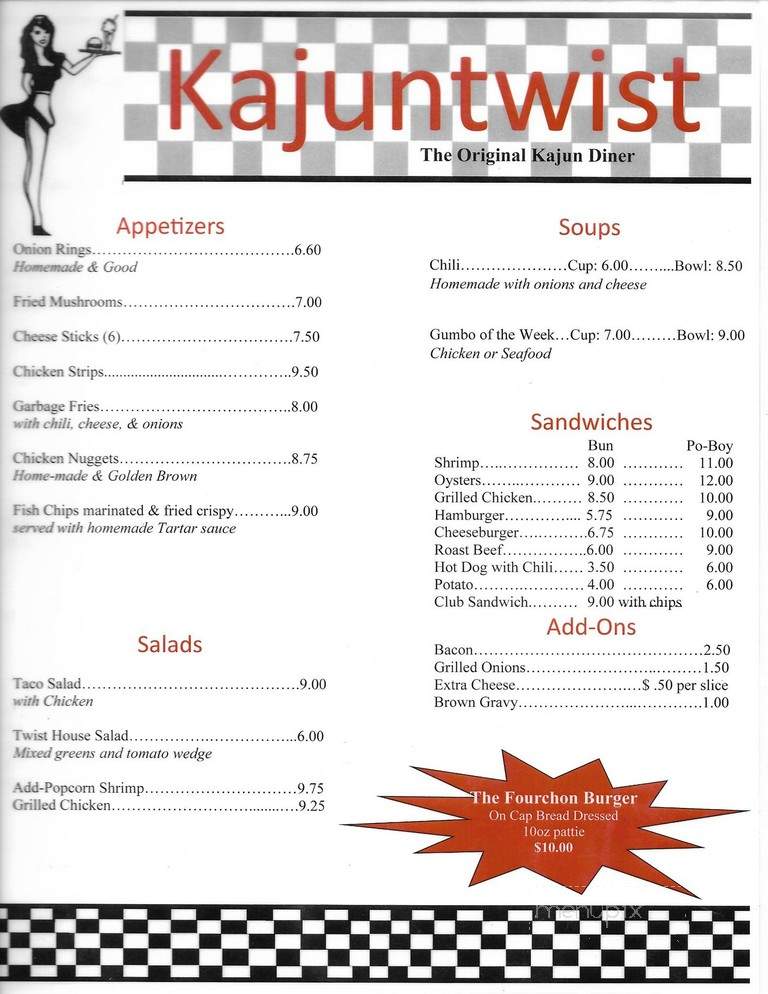 Kajun Twist - Galliano, LA menu_pic