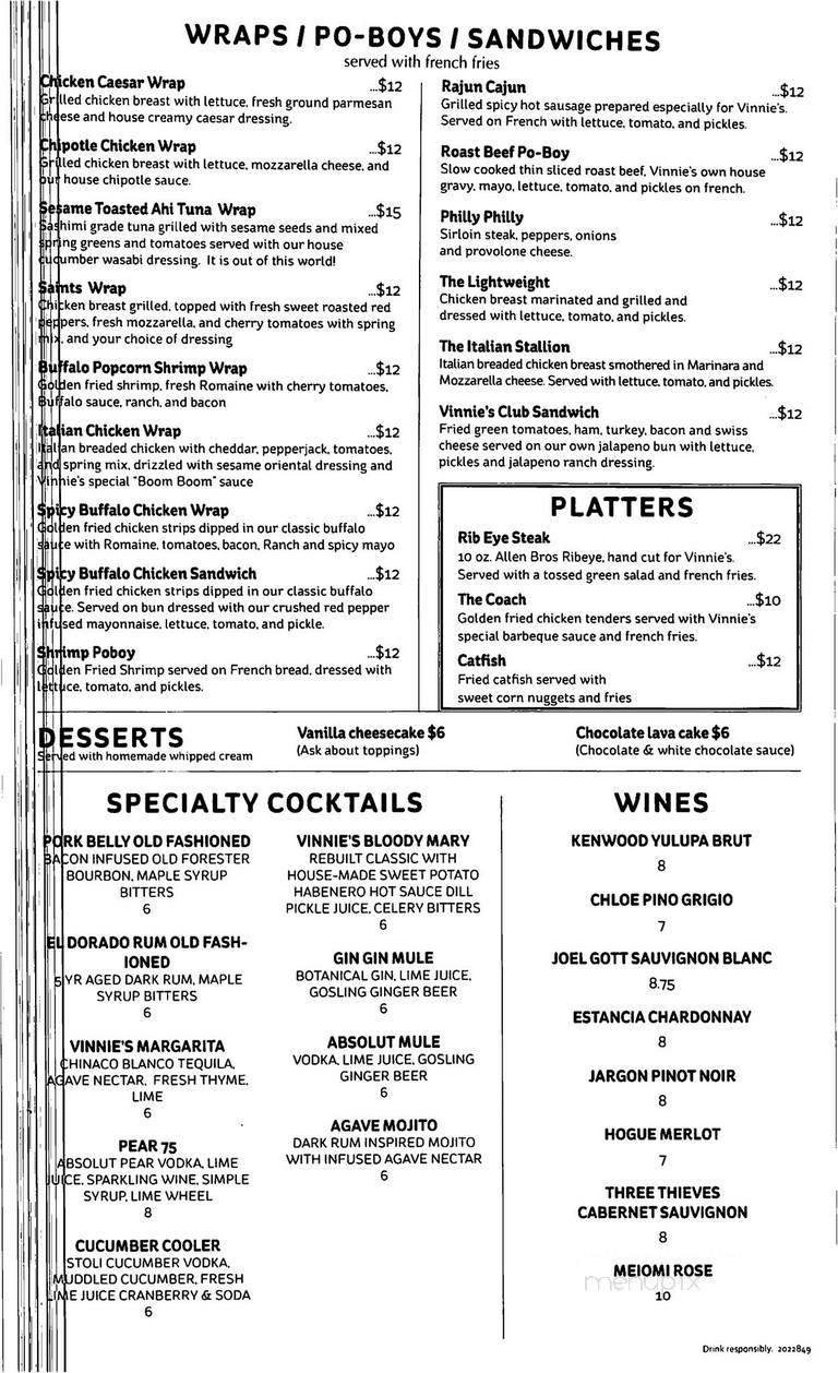 Caddyshack Cafe & Bar - Metairie, LA menu_pic