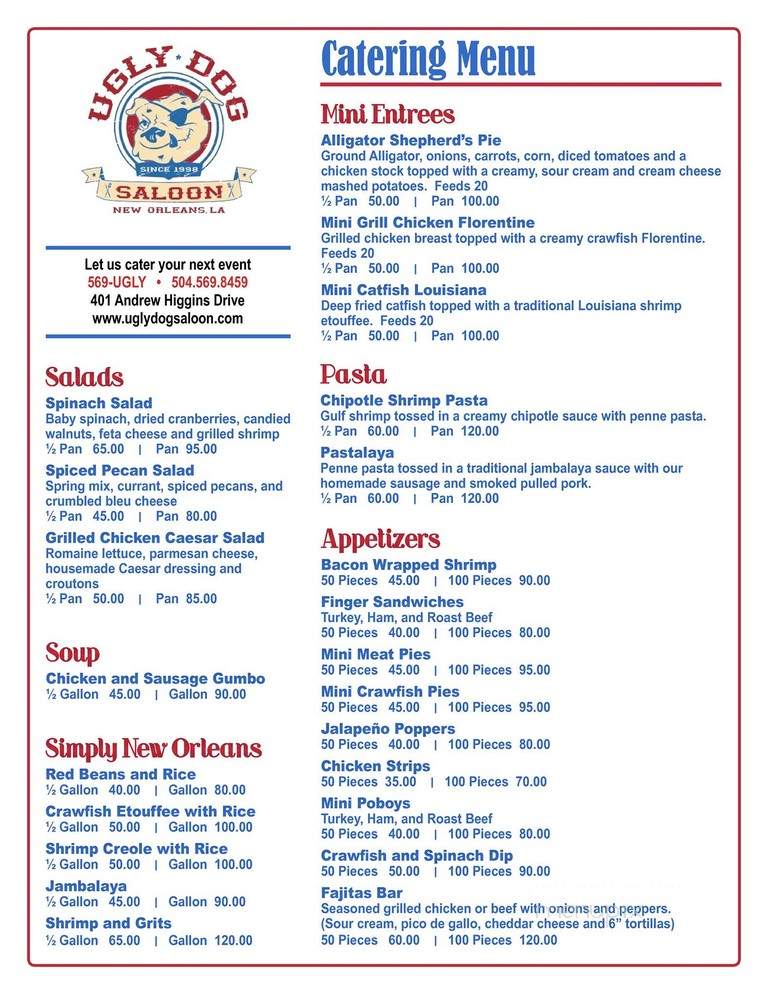 Ugly Dog Saloon & Bar-B-Que - New Orleans, LA menu_pic