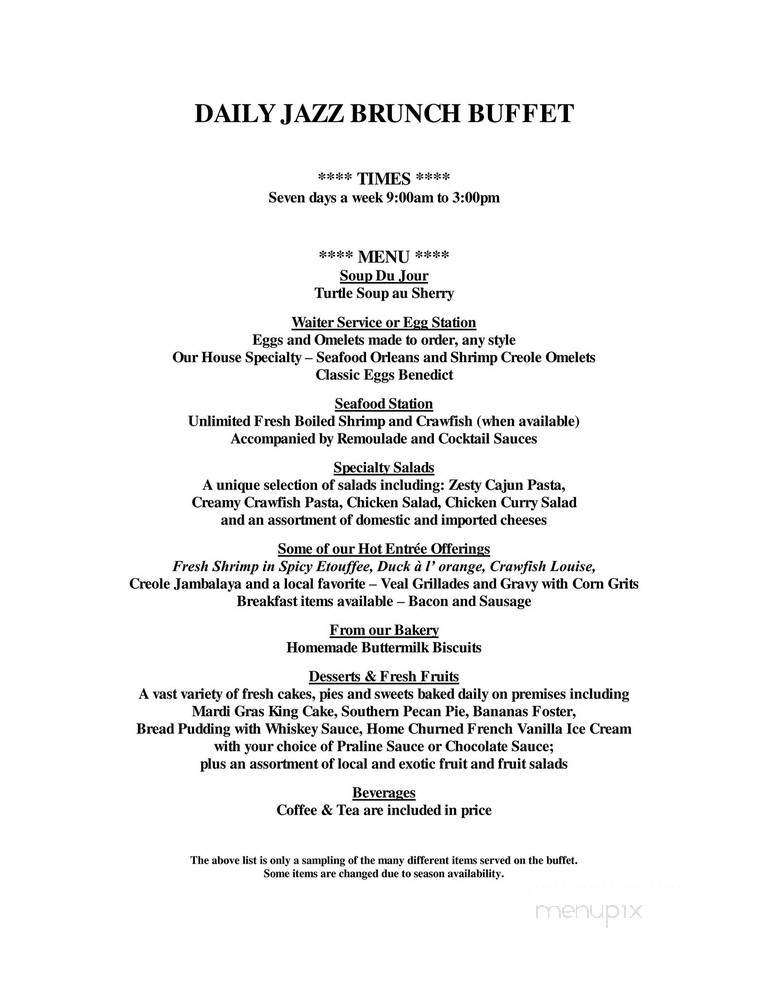 Court Of Two Sisters - New Orleans, LA menu_pic