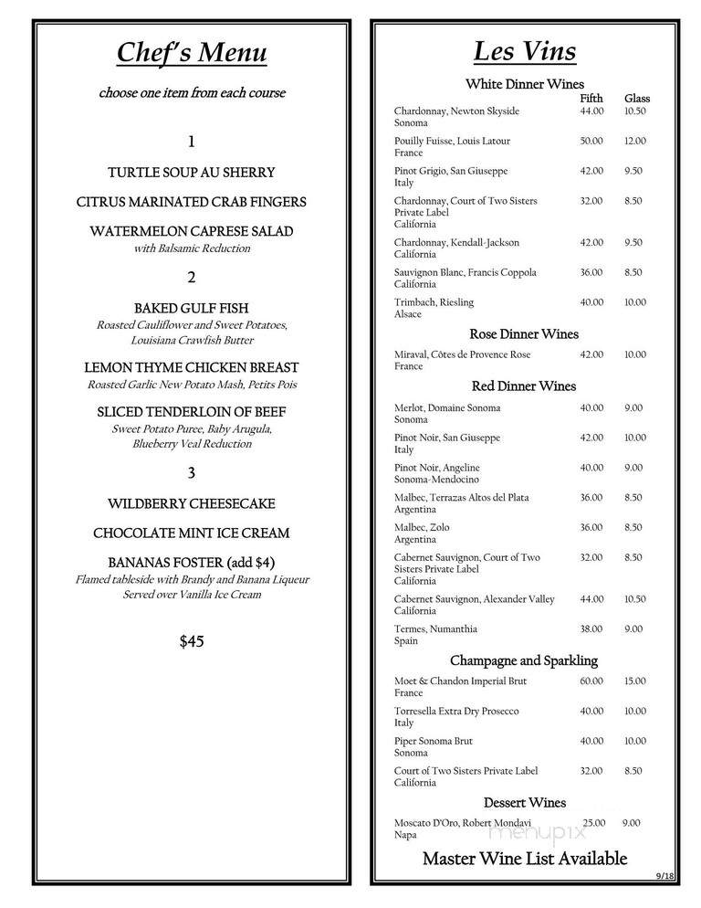 Court Of Two Sisters - New Orleans, LA menu_pic