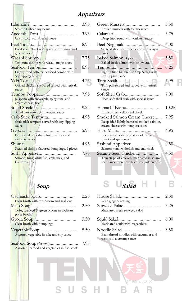 Tennou Sushi Bar - Harvey, LA menu_pic