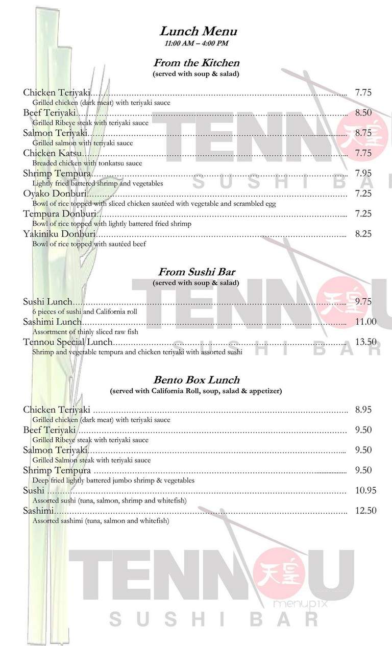 Tennou Sushi Bar - Harvey, LA menu_pic