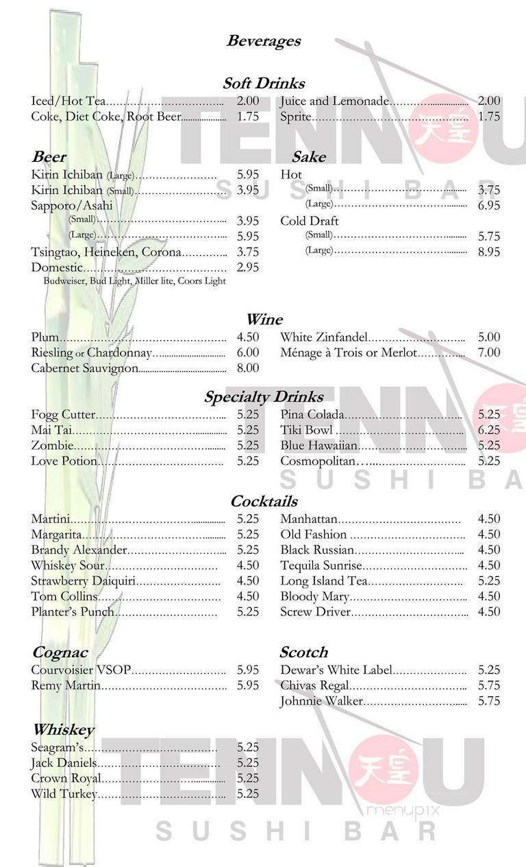 Tennou Sushi Bar - Harvey, LA menu_pic