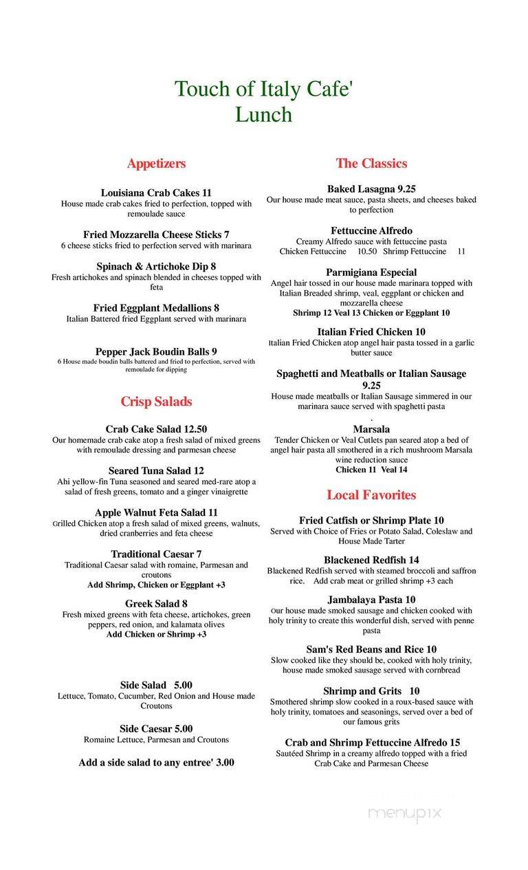 A Touch Of Italy - Slidell, LA menu_pic