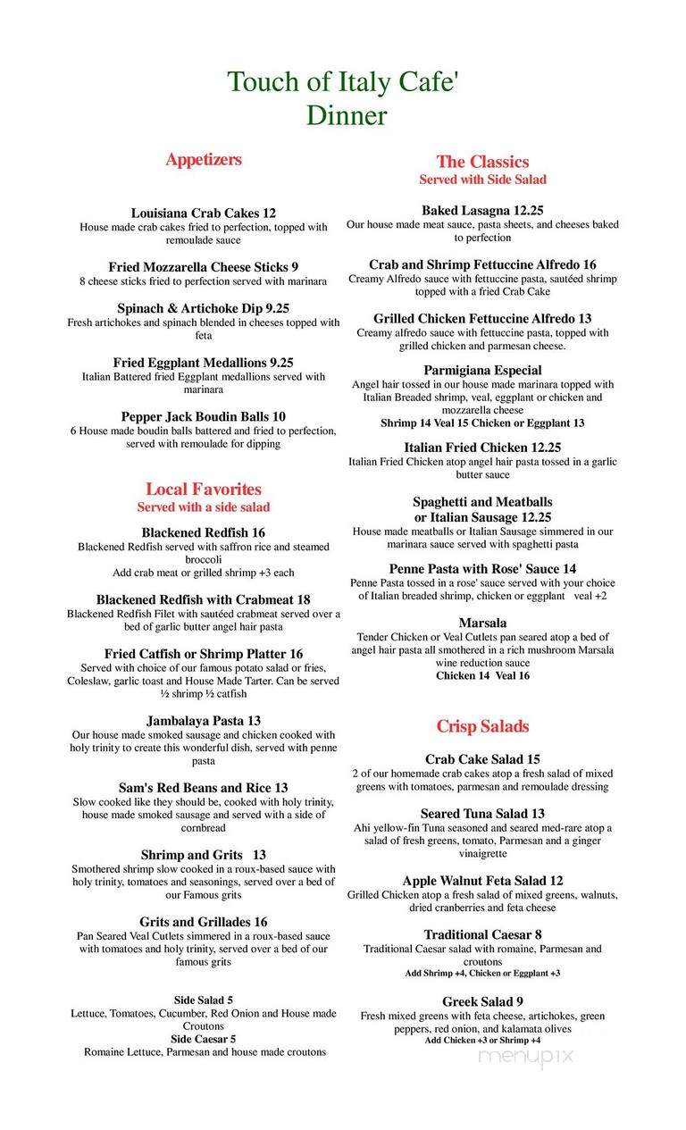 A Touch Of Italy - Slidell, LA menu_pic