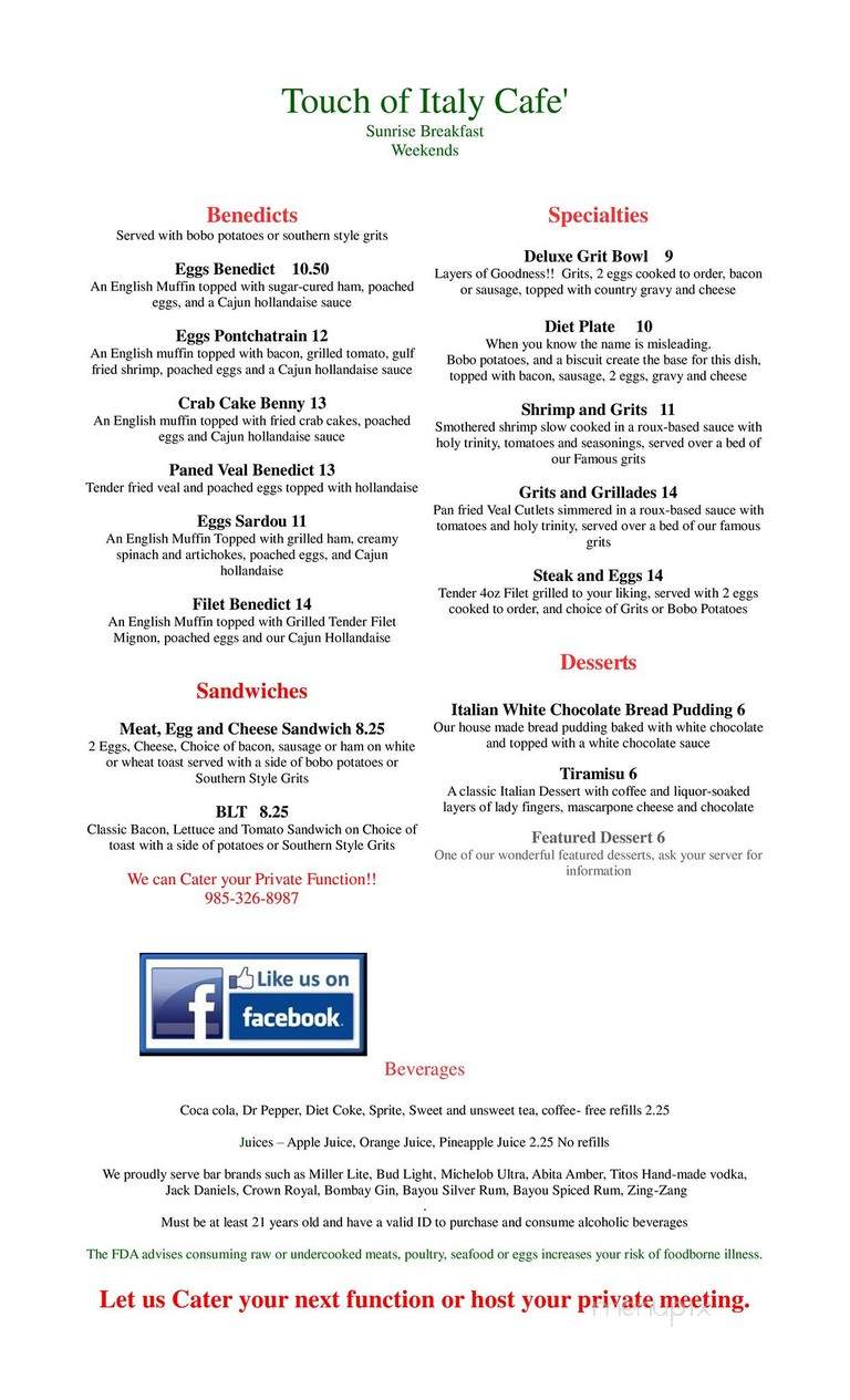 A Touch Of Italy - Slidell, LA menu_pic