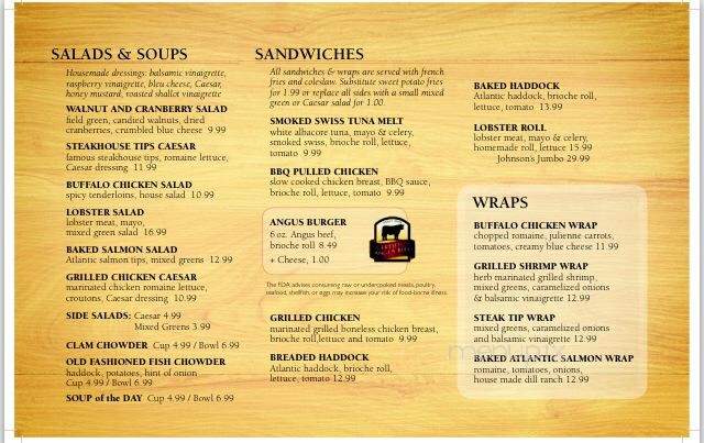 Johnsons Seafood & Steak - North Berwick, ME menu_pic