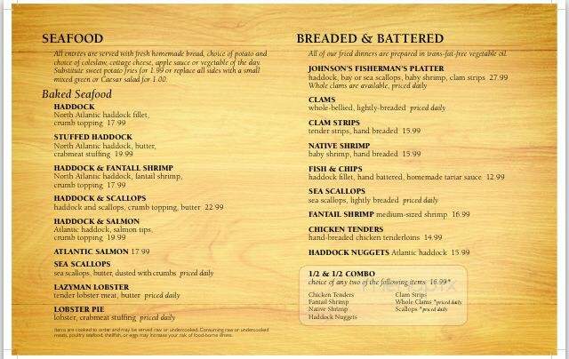 Johnsons Seafood & Steak - North Berwick, ME menu_pic