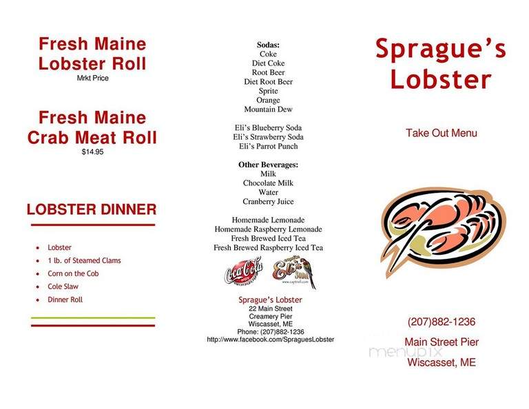 Sprague Lobster & Clam Bake - Westport Island, ME menu_pic