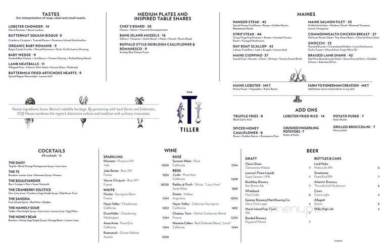 Cliff House Resort & Spa - Ogunquit, ME menu_pic