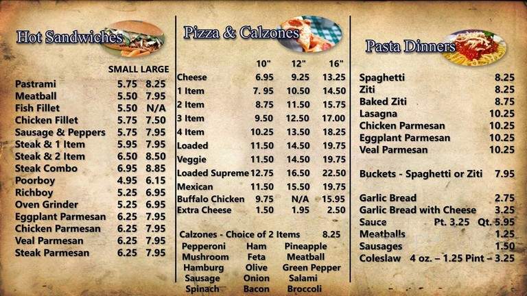 T J's Sandwich Shop Inc - Standish, ME menu_pic