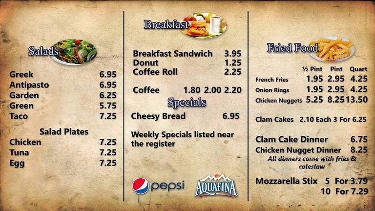 T J's Sandwich Shop Inc - Standish, ME menu_pic