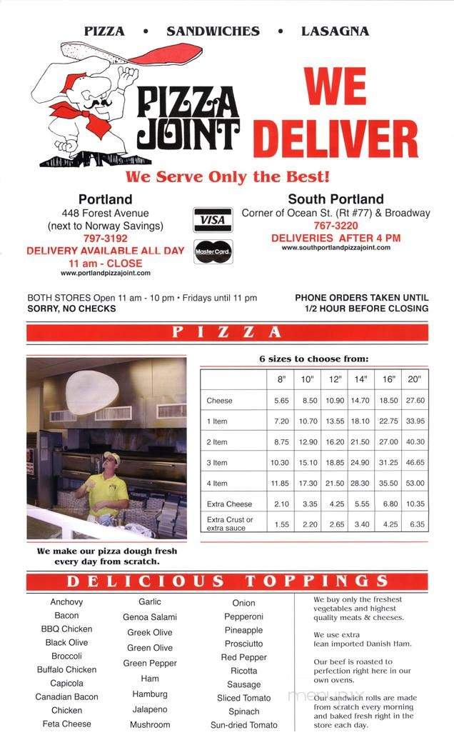 Pizza Joint - South Portland, ME menu_pic