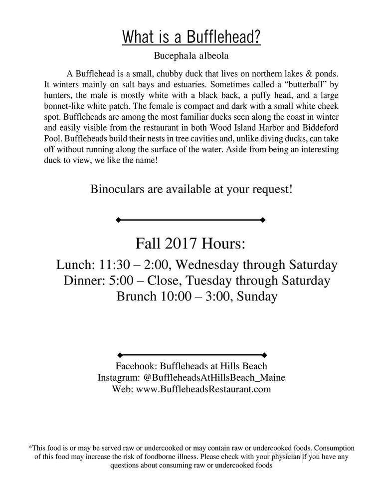 Buffleheads Restaurant & Mkt - Biddeford, ME menu_pic