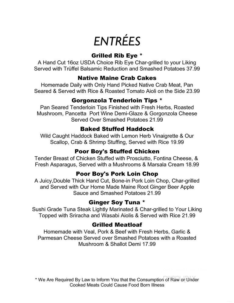 Poor Boy's Gourmet - Bar Harbor, ME menu_pic