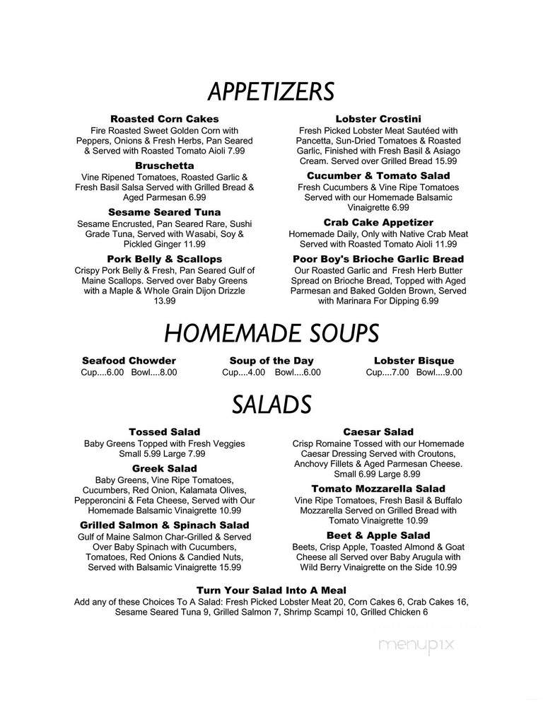 Poor Boy's Gourmet - Bar Harbor, ME menu_pic